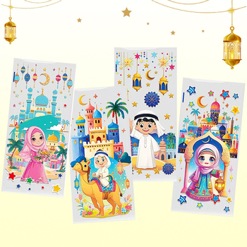 Бонбонени подаръчни торбички, 50 броя, OPP плоски торбички, печатани, четири дизайна, панделка включена