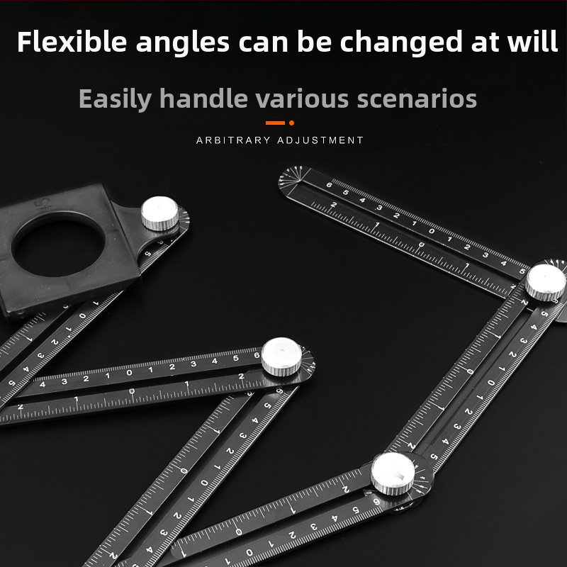 ATO Алуминиев локатор за отвори в плочки, шестократно сгъваем, универсален пробивен инструмент за плочки, тухли и стъкло