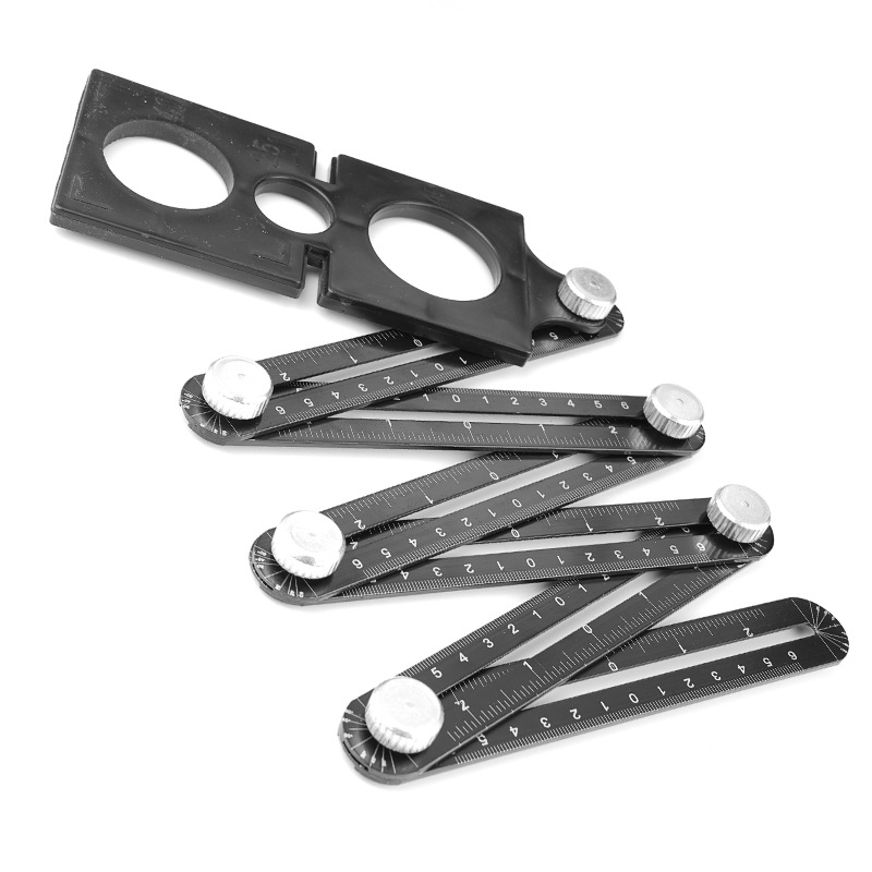 ATO Алуминиев локатор за отвори в плочки, шестократно сгъваем, универсален пробивен инструмент за плочки, тухли и стъкло