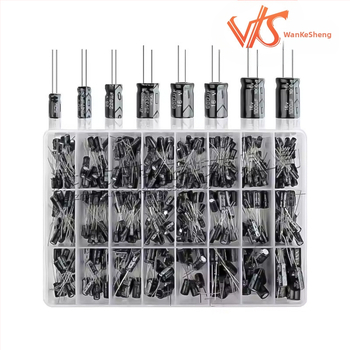 Комплект електролитни кондензатори с кутия за сортиране, 500 бр, 24 спецификации, диапазон 0.1-1000 µF
