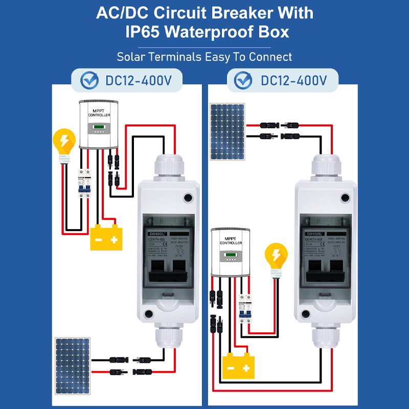 Fotovoltinis DC izoliacijos jungiklis, lauko vandeniui atsparus, serija HT2-MC4, 50-440V DC, žemas įtampa, mažas srovės pertraukiklis