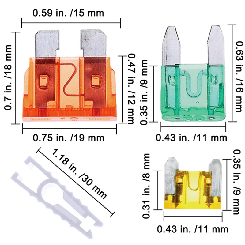Weijie automobilių saugiklių rinkinys, 288 vnt., 5–30 A, 45°C, automobilių elektronikai