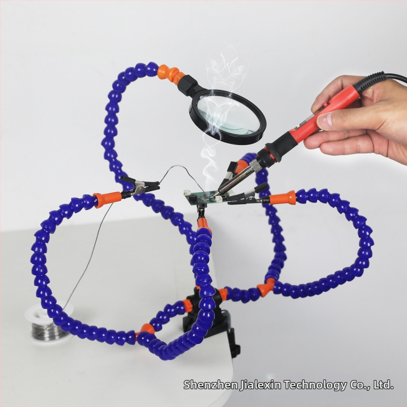 Лупа с лампа за бюро и щипка, държач за PCB за спояване и помощник трета ръка — NEWACALOX пластмасова, за домакинство