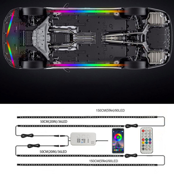 Automašīnas šasijas gaisma – daudzkrāsaina, APP vadība, balss vadība; modelis Symphony chassis light; 10 W, 12 V, 5 A; ABS