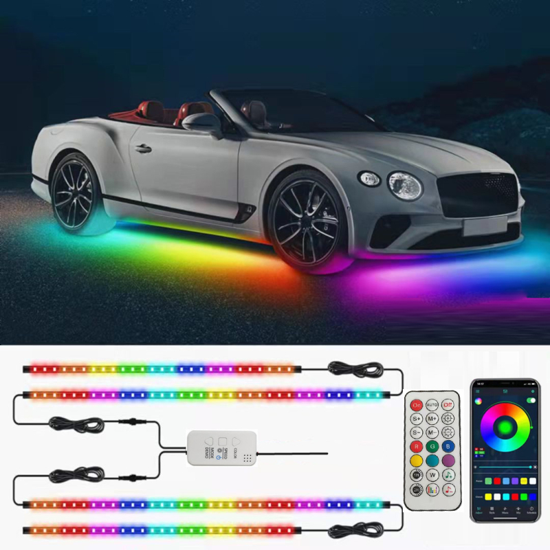 Automašīnas šasijas gaisma – daudzkrāsaina, APP vadība, balss vadība; modelis Symphony chassis light; 10 W, 12 V, 5 A; ABS