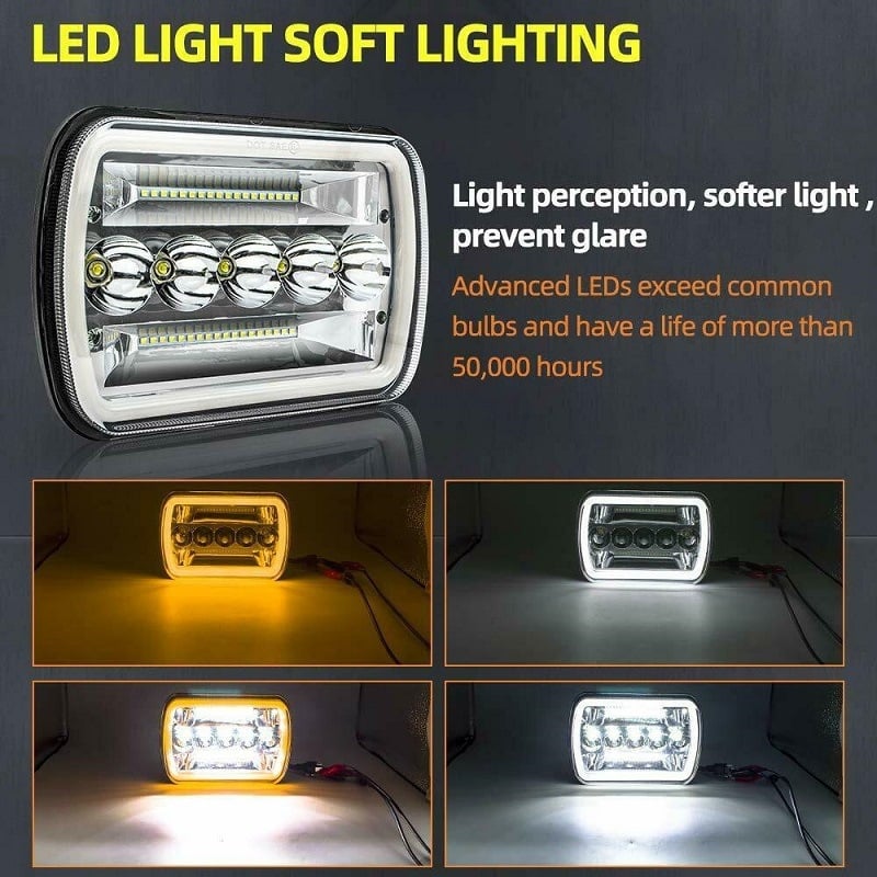 Kvadrāta LED galvas lukturis ar Halo eņģeļu acīm, 45W, 9-48V, 4500 lm