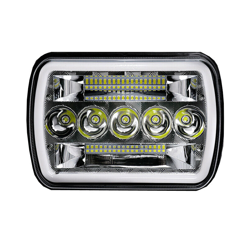 Kvadrāta LED galvas lukturis ar Halo eņģeļu acīm, 45W, 9-48V, 4500 lm