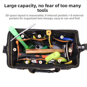 Πολυλειτουργική τσάντα εργαλείων με αδιάβροχο και ανθεκτικό στη φθορά ύφασμα Oxford; φορητή σχεδίαση ώμου/χειρός, για μεταφορά ηλεκτρολογικών, κηπουρικών και κατασκευαστικών εργαλείων