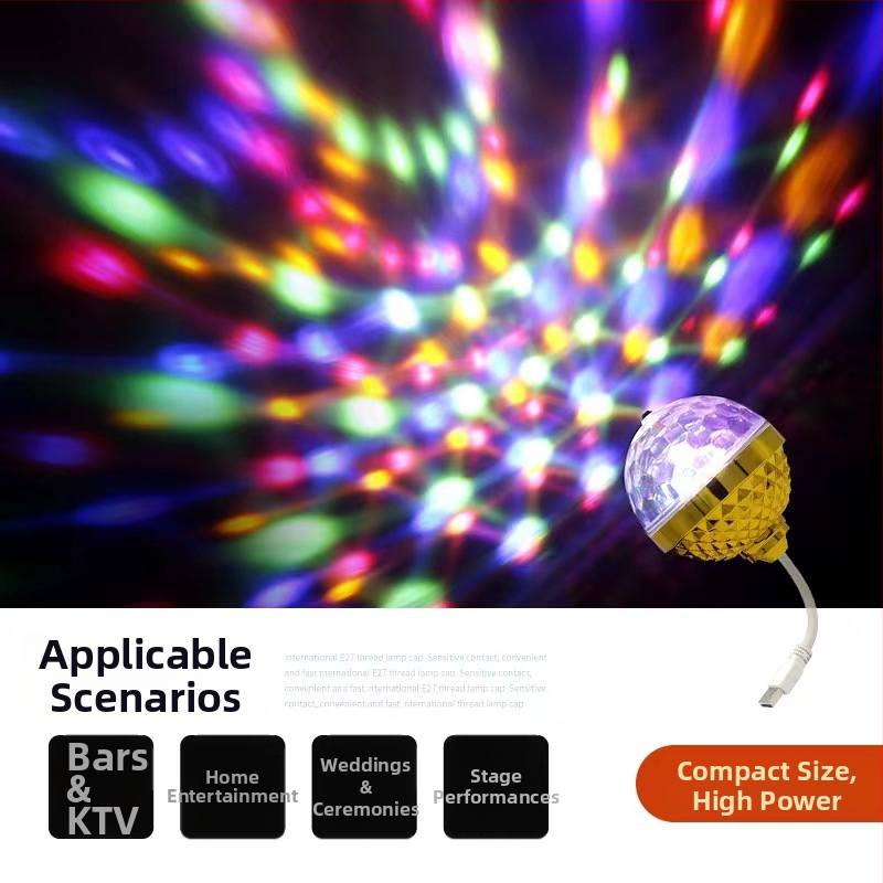 Holy Crossing XY-USB-02 LED диско светлина за автомобил, USB 5V, въртяща се, IP20