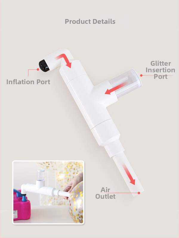 Многофункционален попълнител за балони със пайети – прозрачен уред за напълване, пластмасова конструкция, листове за добавяне, подходящ за сватбена украса