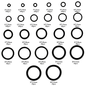 RT nitril gumi O-gyűrű csővezetékekhez és autójavításhoz, modern-minimalista stílus, 1200 darabos készlet