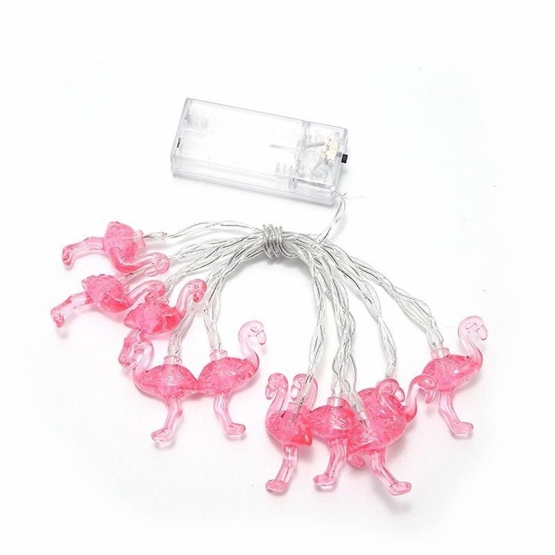 LED нишка със фламинго, 100 светодиоди, дължина над 1,5 м, 3000K топла светлина, IP44, захранване с щепсел