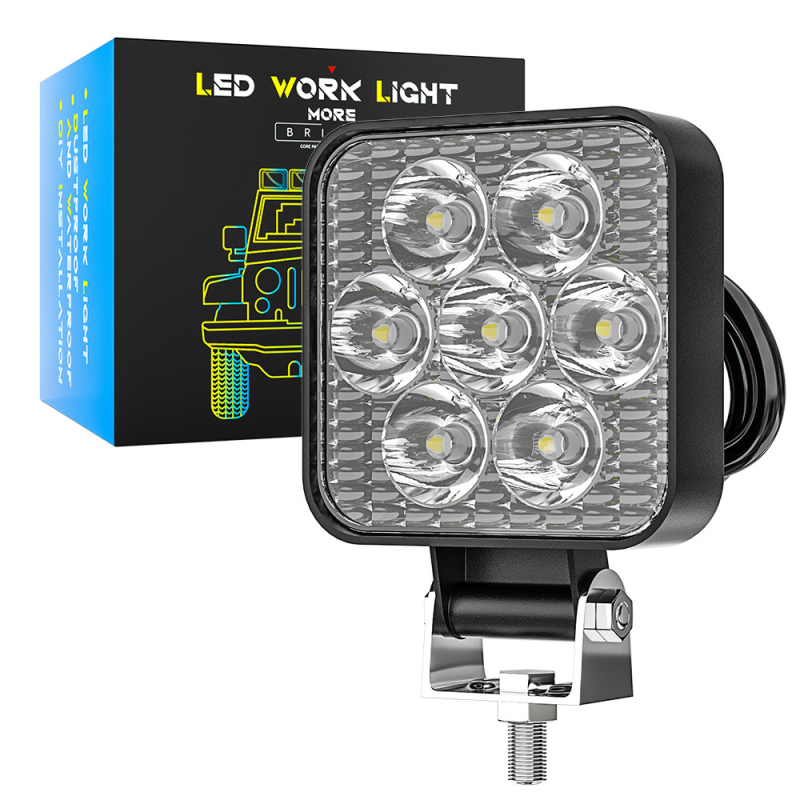 LED mini kvadrātveida darba lukturs bezceļu transportlīdzekļiem, 21W, 9-30V, 840 lm, 6000K, 7LED