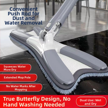 Πλακέ mop δαπέδου με κεφαλή από βαμβακερό νήμα, ατσάλινο κοντάρι, υγρό και ξηρό καθάρισμα, απομάκρυνση υγρασίας 80-90%, ικανότητα φόρτωσης κάτω από 10 kg