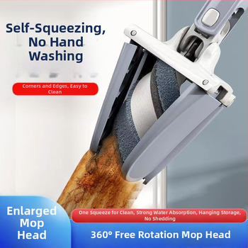 Πλακέ mop δαπέδου με κεφαλή από βαμβακερό νήμα, ατσάλινο κοντάρι, υγρό και ξηρό καθάρισμα, απομάκρυνση υγρασίας 80-90%, ικανότητα φόρτωσης κάτω από 10 kg