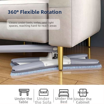 Πλακέ mop δαπέδου με κεφαλή από βαμβακερό νήμα, ατσάλινο κοντάρι, υγρό και ξηρό καθάρισμα, απομάκρυνση υγρασίας 80-90%, ικανότητα φόρτωσης κάτω από 10 kg