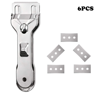 6-частен пластмасов комплект скребки за стъкло, керамични повърхности и индукционни котлони, без драскотини - Fast Leopard