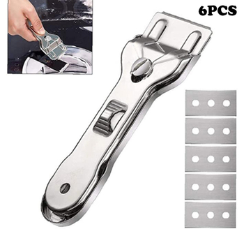 6-частен пластмасов комплект скребки за стъкло, керамични повърхности и индукционни котлони, без драскотини - Fast Leopard