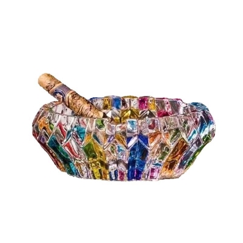 Τασάκι από παχύ κρύσταλλο γυαλί, χειροποίητο με ρίγες, διακοσμητικό, αγροτικό και απλό στυλ, μάρκα Flavinmci/Flaventz, προέλευση Φενγκγιάνγκ