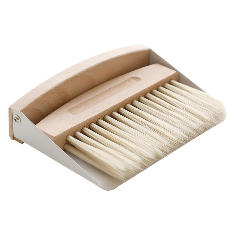 Mini stalinis stalo švaros komplektas: šepetėlis ir dulkių mentelė iš nerūdijančio plieno, išleistas 2018 m., pakuotė 1 vnt.