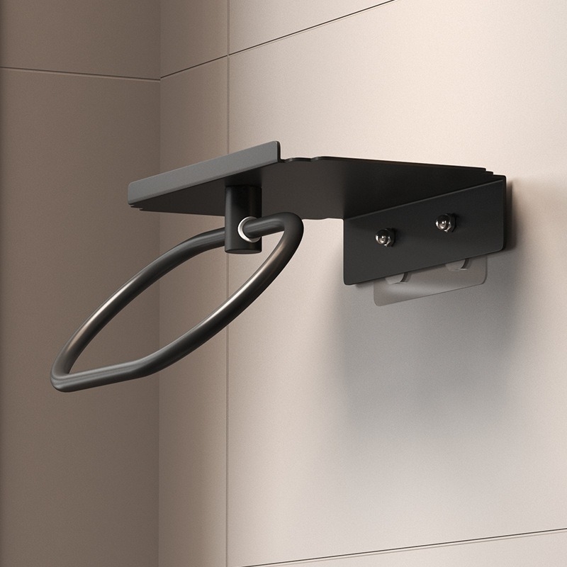 Becky art Стенно монтиран комплект за баня за кърпи: държач за кърпи и халка за кърпи, метал, без пробив