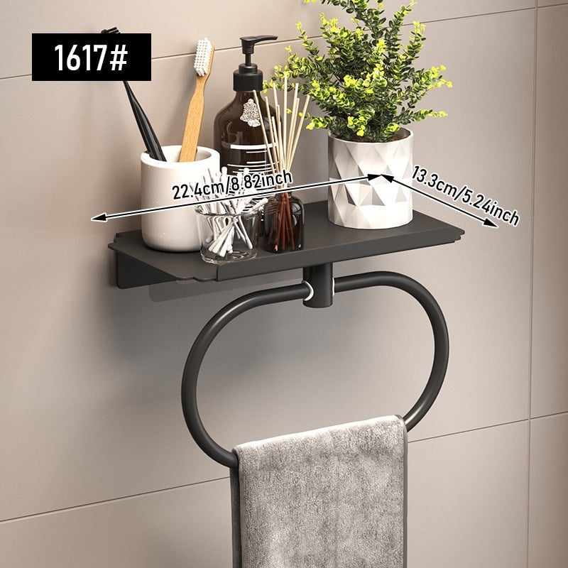 Becky art Стенно монтиран комплект за баня за кърпи: държач за кърпи и халка за кърпи, метал, без пробив