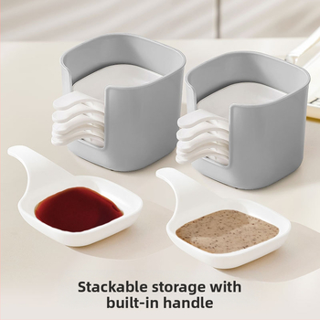 Пластмасова чиния за подправки – квадратна форма, японски стил, за сосове и дипове; материал: пластмаса; възможност за печат на лого; неподходяща за микровълнова