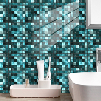 PVC αυτοκόλλητες πλακίτσες τοίχου με γεωμετρικό τετράγωνο μοτίβο, ευρωπαϊκό ρετρό στυλ, αδιάβροχες, αντιβακτηριακές, ανθεκτικές στη φωτιά