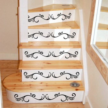 Αυτοκόλλητο τοίχου σκάλας – PVC, μοτίβο λουλούδια, μοντέρνο μινιμαλιστικό στυλ, 1 τεμάχιο, γκραφίτι αυτοκόλλητο τοίχου