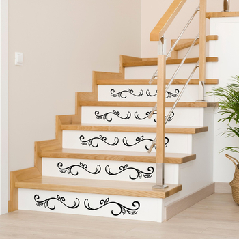 Αυτοκόλλητο τοίχου σκάλας – PVC, μοτίβο λουλούδια, μοντέρνο μινιμαλιστικό στυλ, 1 τεμάχιο, γκραφίτι αυτοκόλλητο τοίχου