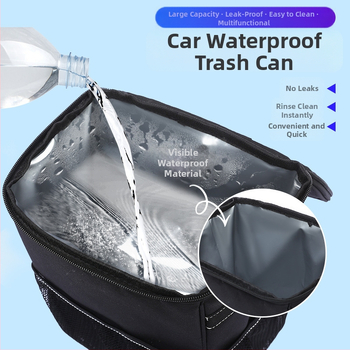 Salokāms auto atkritumu maisiņš, karājams uz aizmugures sēdekļa uzglabāšanai, ūdensnecaurlaidīgs, materiāls 600D Oxford PVC audums, pakarināšana, logotipa drukāšana pieejama, pielāgošana