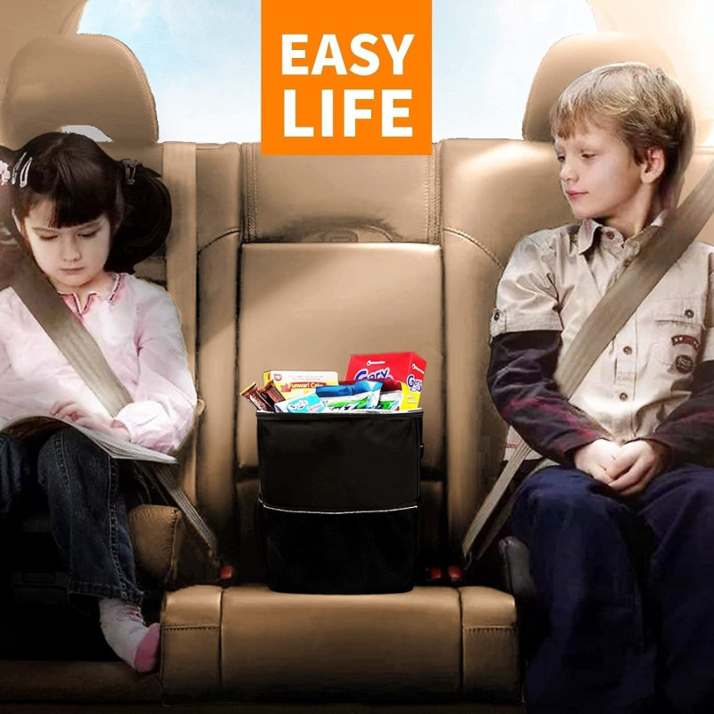 Coș de gunoi pliabil pentru mașină, husă de depozitare suspendată pe scaunul din spate, impermeabil, material 600D Oxford PVC, tip de montare prin suspensie, imprimare logo disponibil, personalizare