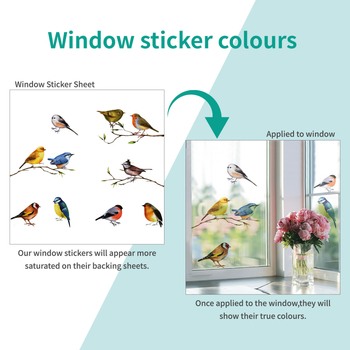 Αυτοκόλλητα παραθύρων με ρεαλιστικά πουλιά για παιδικό δωμάτιο — αυτοκόλλητα τοίχου, PVC, σετ 5+ τεμάχια, αδιάβροχα, μοτίβο 21300974920