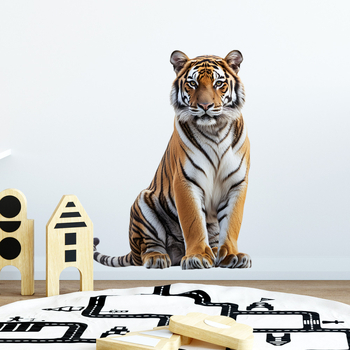 Αληθοφανές αυτοκόλλητο τοίχου τίγρης, PVC, ένα τεμάχιο, αυτοκολλητικό – για σαλόνι, υπνοδωμάτιο, γραφείο – μοντέρνο μινιμαλιστικό, επίπεδη σχεδίαση