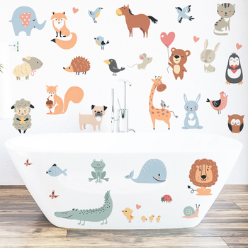 Αυτοκόλλητα τοίχου για παιδιά – χαριτωμένα ζωάκια κινούμένων σχεδίων, PVC υλικό, 1 τεμάχιο, διακοσμητικό