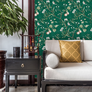 Ταπετ PVC με σχέδιο λουλουδιών και πουλιών, σε στυλ Νέας Κινεζικής, αυτοκόλλητο, ανθεκτικό στη φλόγα και αντιβακτηριακό