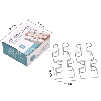 Fogászati gyapottekercs klipek, rozsdamentes acélból; 4 db/doboz; tömeg kb. 10 g/doboz