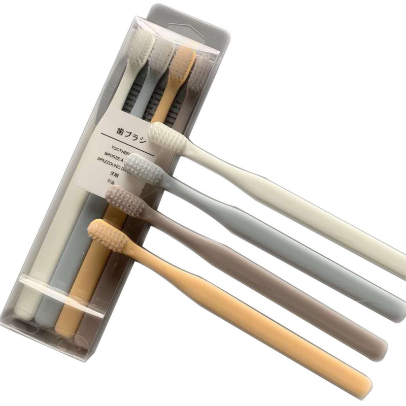 Dantų šepetėlių rinkinys, 4 vnt., Muji stiliaus japonų dizainas, minkštos šerelės, suaugusiems