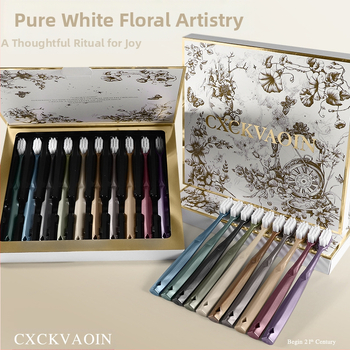 Rankinė dantų šepetėlis su minkštais šereliais, platus galvutė, 10 vnt komplektas, modelis CXCK-06