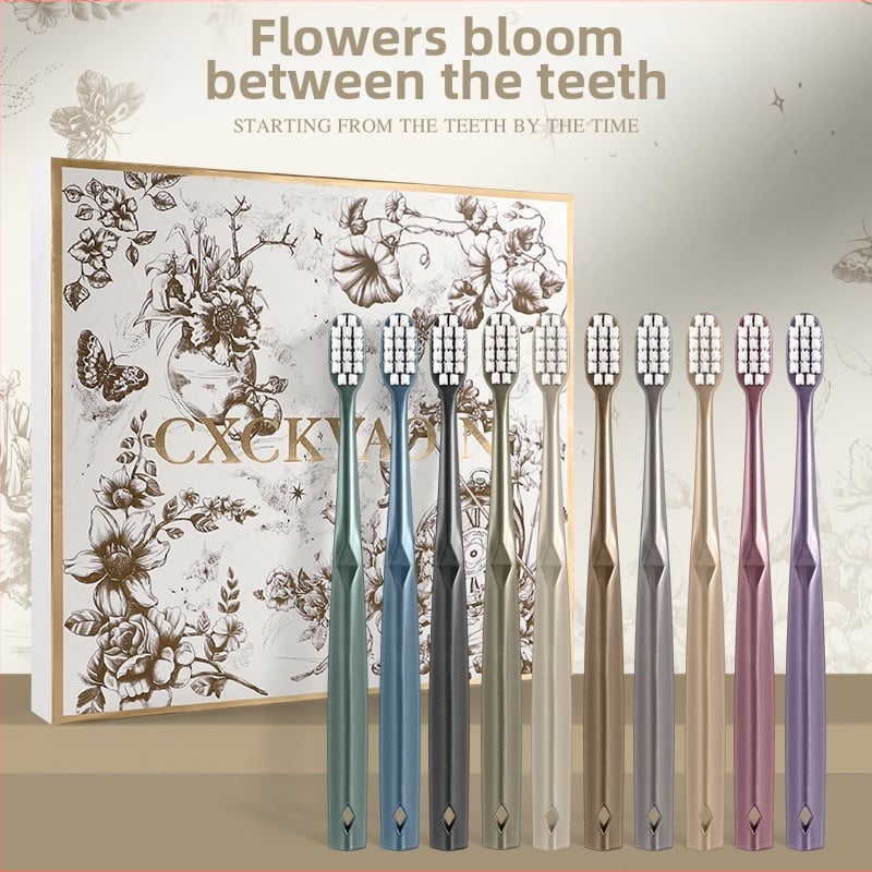 Rankinė dantų šepetėlis su minkštais šereliais, platus galvutė, 10 vnt komplektas, modelis CXCK-06