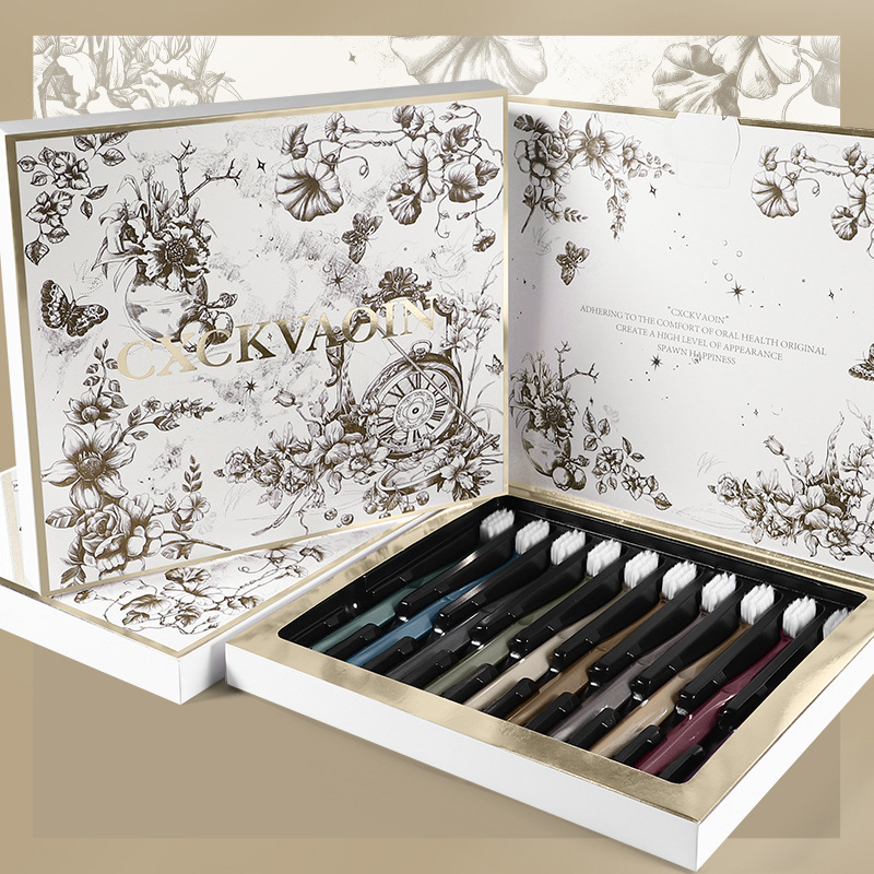 Rokas zobu birste ar mīkstām sariem, plata galva, 10 gab. komplekts, modelis CXCK-06