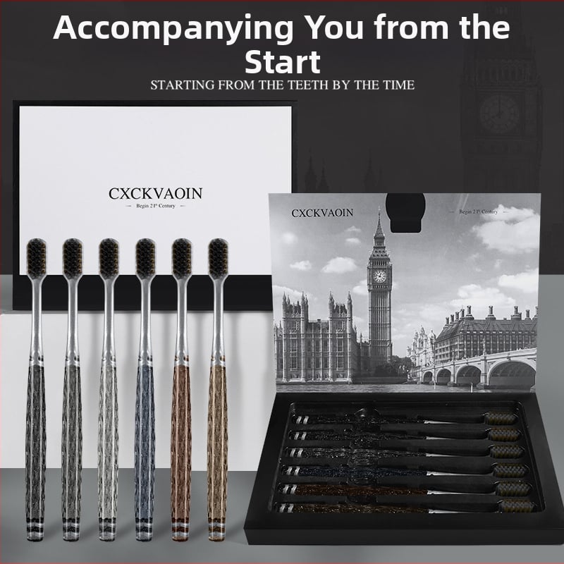 CXCKVAOIN dantų šepetėlis su minkštomis šerelėmis, dantenų apsaugai, 6 vnt komplektas, dovanų dėžutė, modelis CXCK-03, rankinis