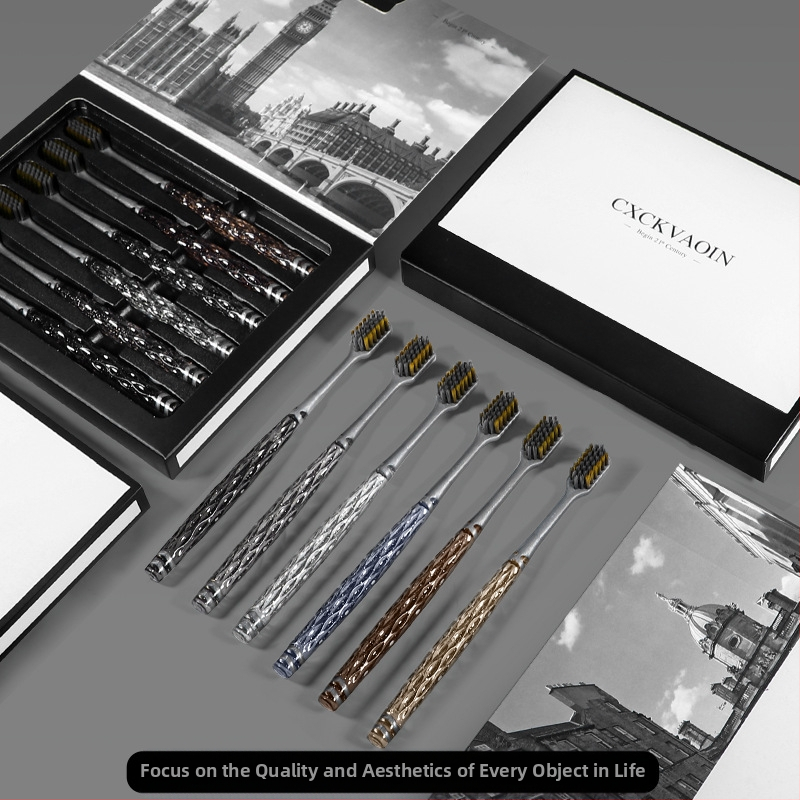 Зъбна четка CXCKVAOIN с меки четина за защита на венците, луксозна домашна серия, комплект 6 бр., модел CXCK-03, ръчна