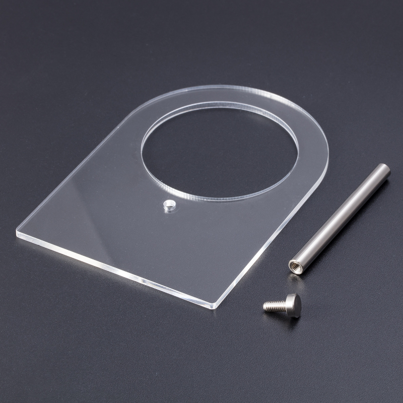 Akrilinis juvelyrinių dirbinių ekspozicijos stovas – vienos dalies, sulankstomas, sujungimo konstrukcija, 1 sluoksnis