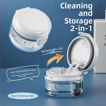 Θήκη αποθήκευσης ορθοδοντικών με καθρέφτη, φορητό πλαστικό κουτί, 260 ml χωρητικότητας, με καπάκι, προστασία από σκόνη, ιαπωνικού στυλ