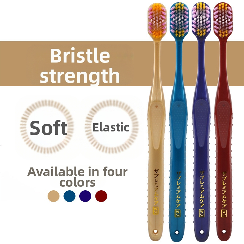 Cleanlin dantų šepetėlis su plačia galvute ir minkštais šereliais, keturračio šerelių dizaino dantų masažui, modelis MJC2455