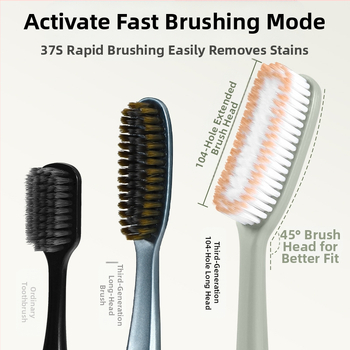 Kézi fogkefe HK1138, innovatív harmadik generáció, hosszú fej és széles fej, hatékony tisztítás, 37 másodperces gyors kefélés, 4 darabos csomag