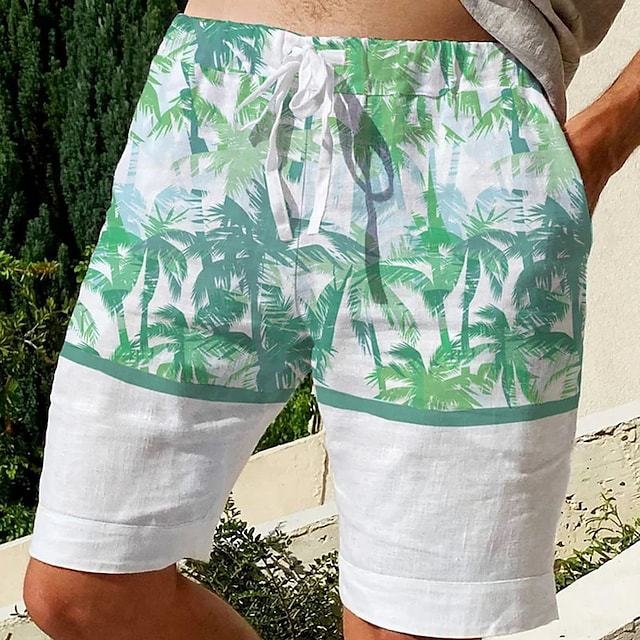 Ανδρικές βερμούδες παραλίας με κορδόνι | 3D εκτύπωση φοίνικα | 95% πολυεστέρας, ελαστικότητα τεσσάρων κατευθύνσεων, ψηφιακή εκτύπωση, ίσια ραφή, καλοκαίρι στην παραλία