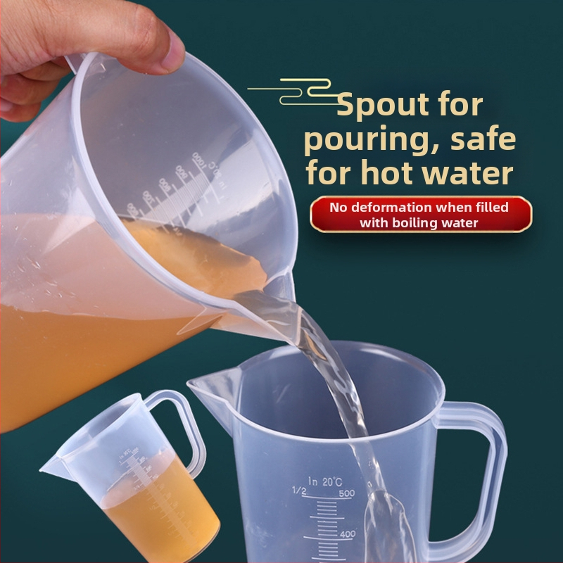 Jinghui Удебелена пластмасова мерителна чашка с градуиран цилиндър, с дръжка, лека и практична