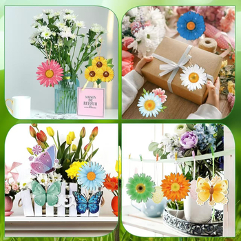 36 τεμάχια ξύλινες διακοσμητικές κρεμάστρες με μαργαρίτες — μοντέρνο μινιμαλιστικό στυλ, κατάλληλες για σπίτι, κήπο και γραφείο.